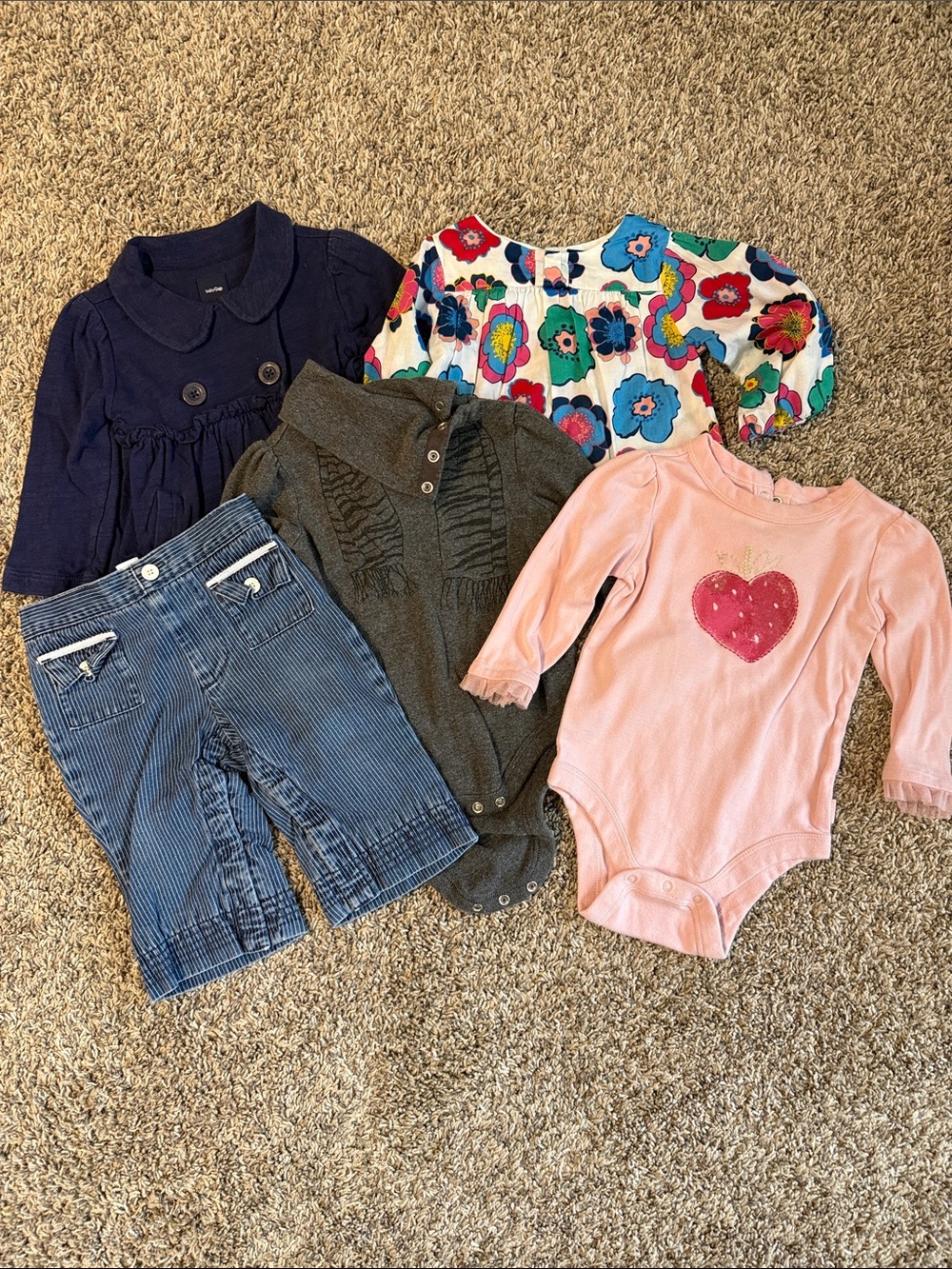 GAP Blue Pinstripe pants and tops lot
